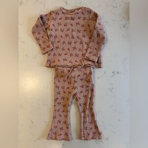 Zara Baby Girl Floral Ribbed Toddler Set